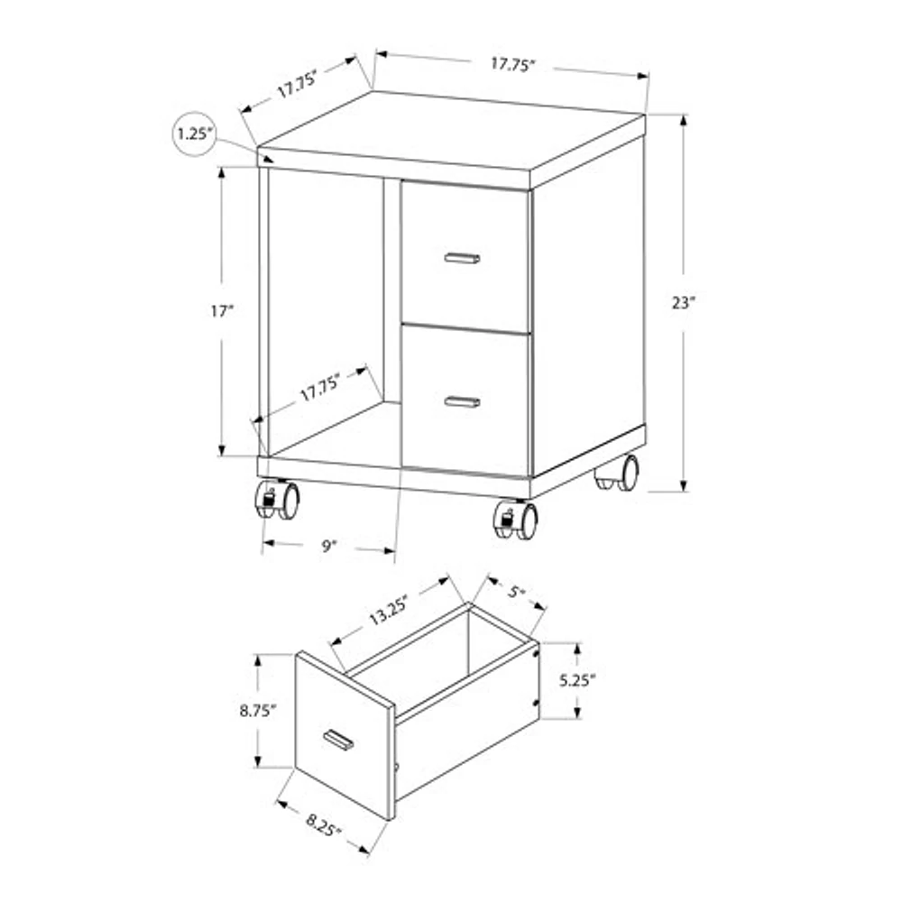 Monarch 2-Drawer Mobile Printer Stand - Dark Taupe