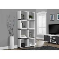 Monarch Art Deco 8-Shelf Bookcase - White/Grey