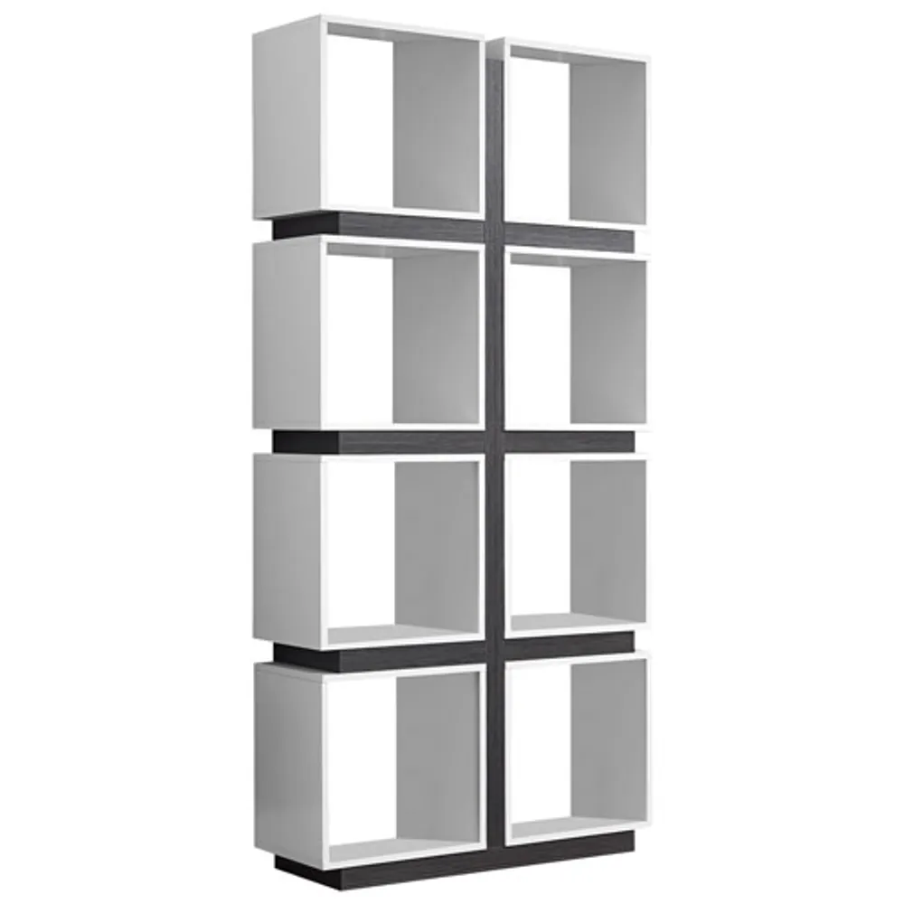 Monarch Art Deco 8-Shelf Bookcase - White/Grey