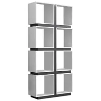 Monarch Art Deco 8-Shelf Bookcase - White/Grey