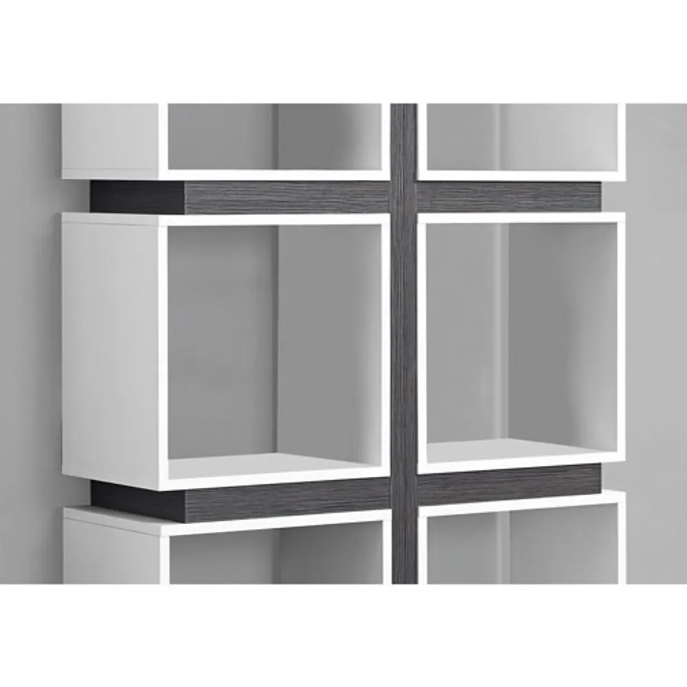 Monarch Art Deco 8-Shelf Bookcase - White/Grey