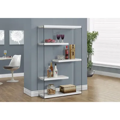 60" 4-Shelf Bookcase - Glossy White