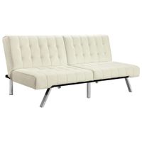 Emily Contemporary Faux Leather Futon - White