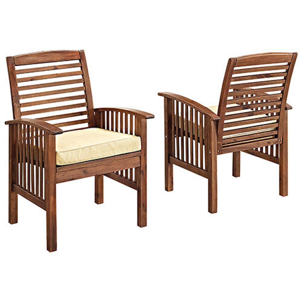 Transitional Acacia Wood Chair (Set of 2) - Dark Brown