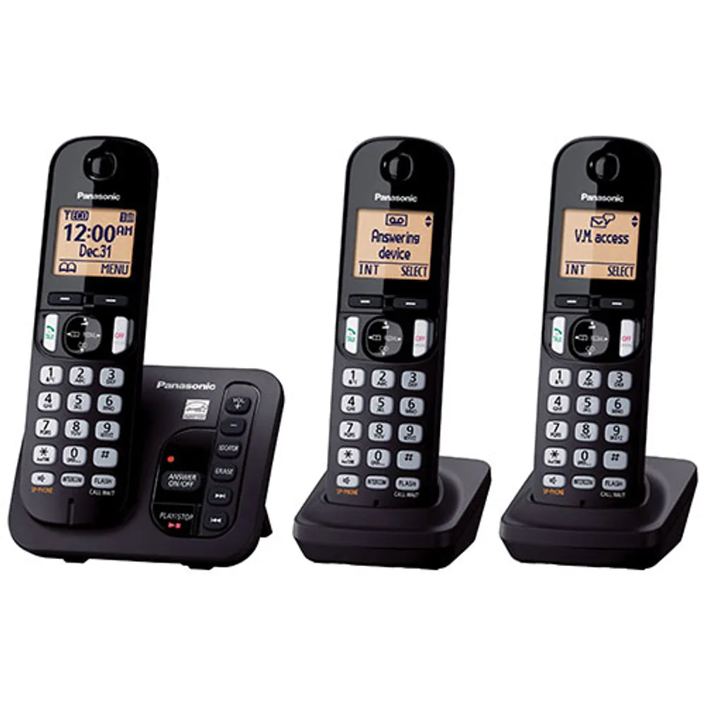 Panasonic 3-Handest DECT 6.0 Cordless Phone w/ Answering Machine (KXTGC253CB) -Black -Only at Best Buy
