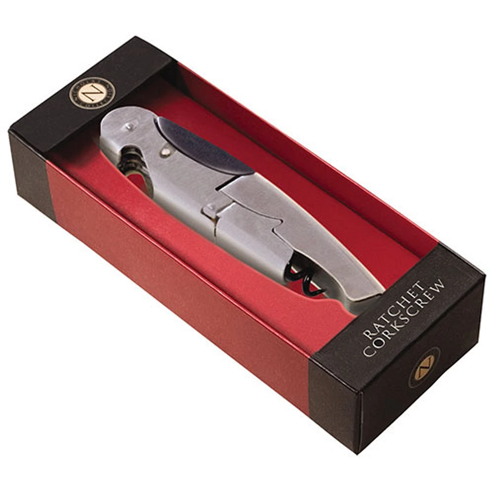 Corkpops Nicholas Ratchet Corkscrew - Silver/Black