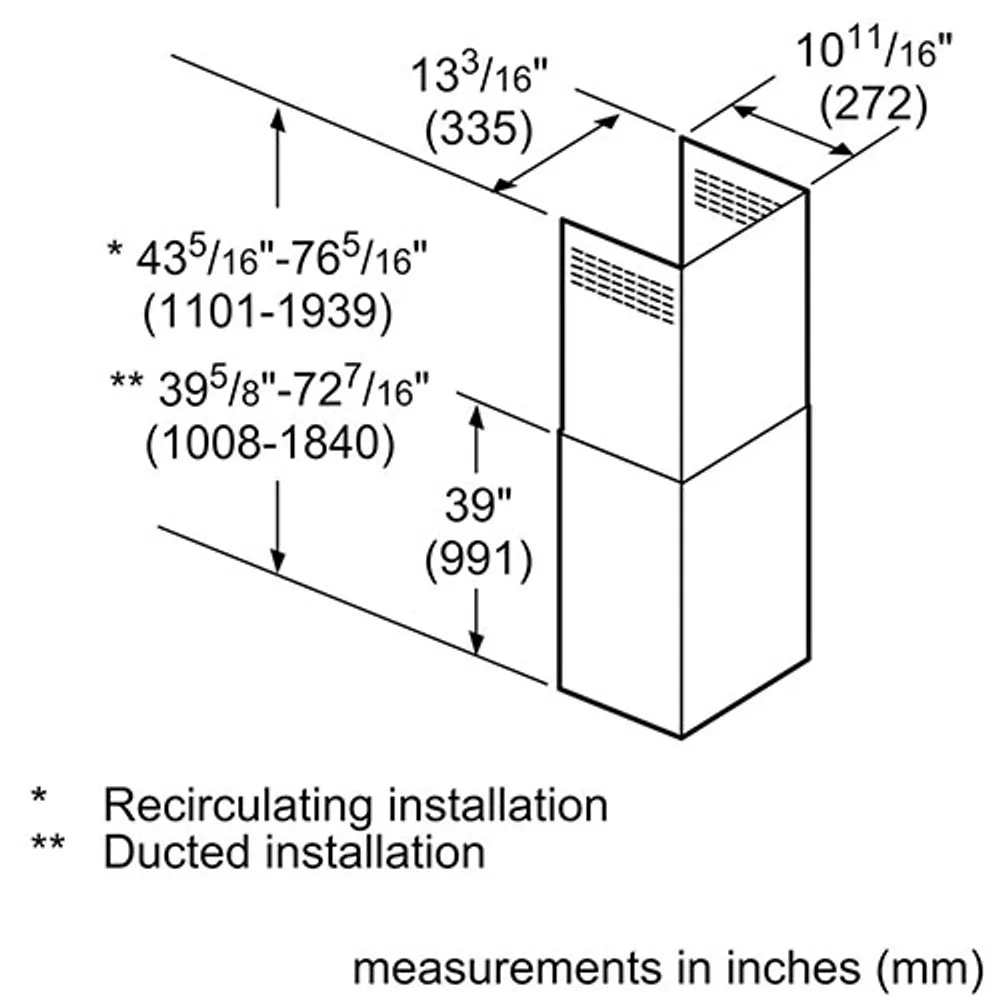 Bosch Box Canopy Chimney Hood Duct Extension