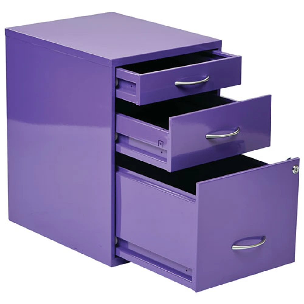 OSP Designs Modern 3-Drawer File Cabinet - Purple