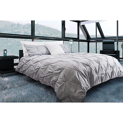 Gouchee Design Victoria Collection 200 Thread Count Cotton Duvet Cover Set - Queen - Silver