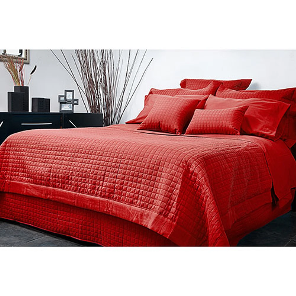 Ensemble de housse de couette en microfibre collection Grid de Gouchee Design - Double - Rouge