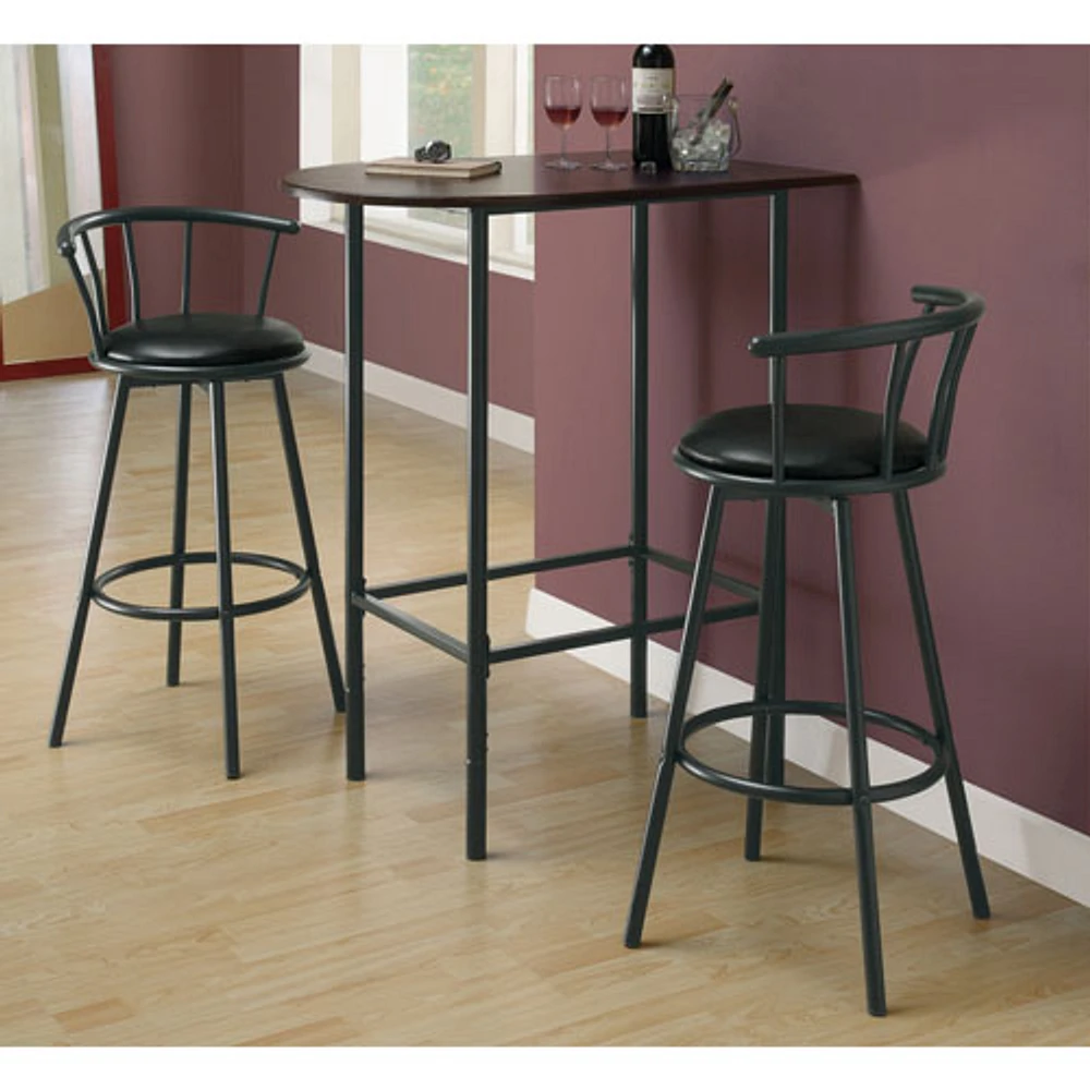 Modern Bar Height Barstool - Set of 2 - Black