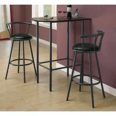 Modern Bar Height Barstool - Set of 2 - Black