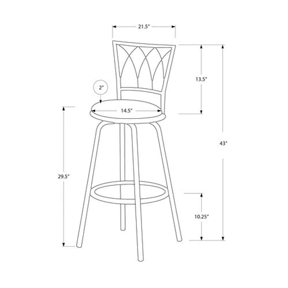 Mecca Contemporary Bar Height Barstool - Set of 2 - Dark Coffee