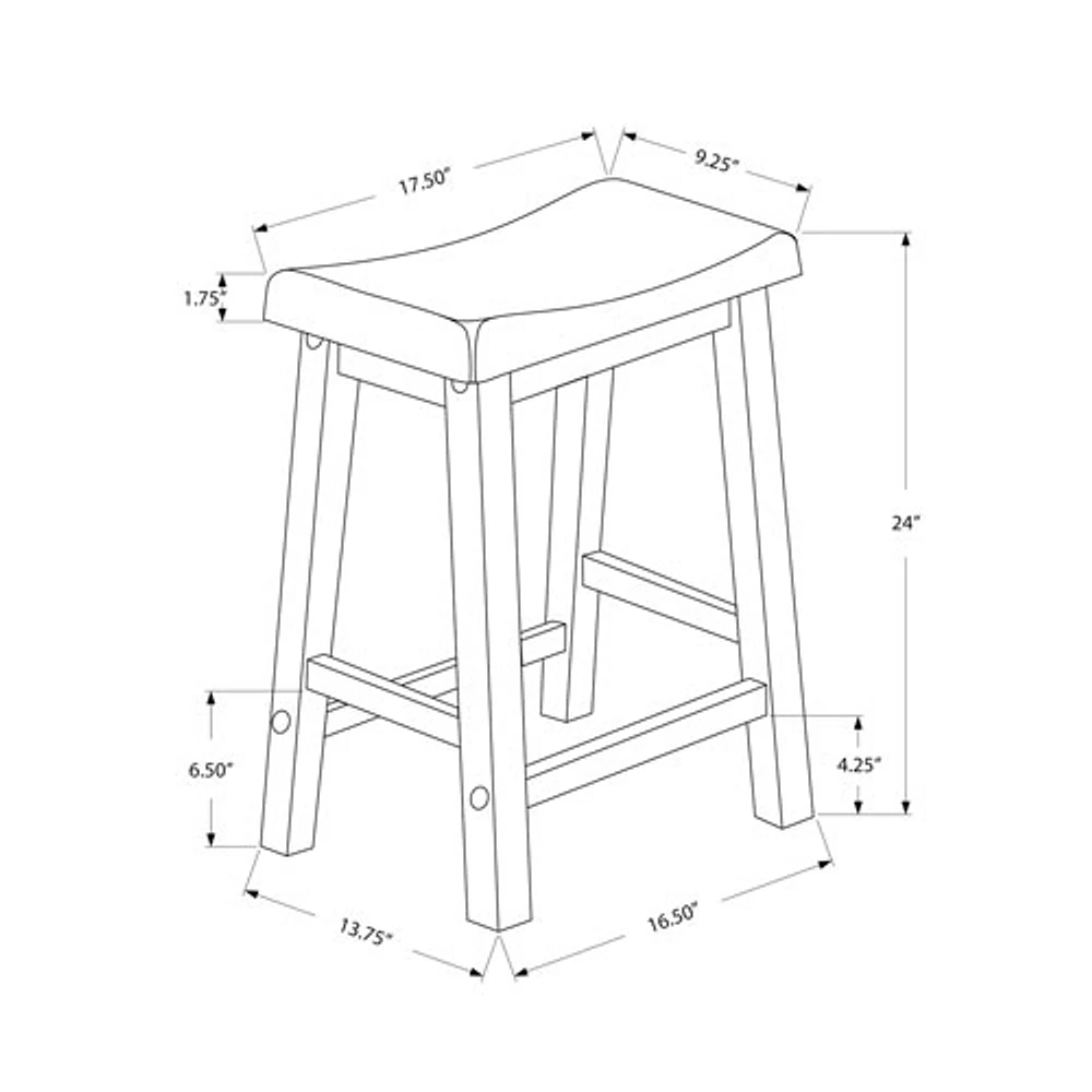 Traditional Counter Height Barstool - Set of 2 - White