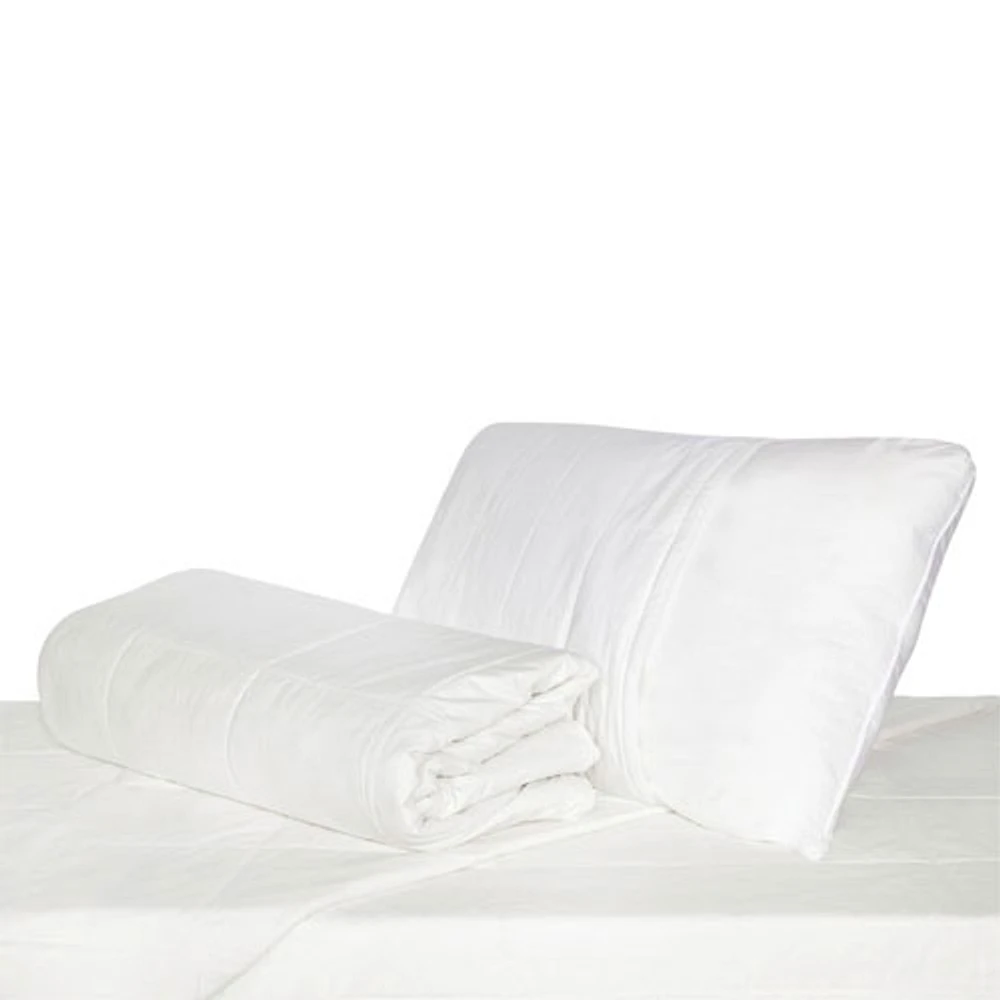 LuxeportPURE 233 Thread Count Silk 4 Seasons Duvet with Mattress & Pillow Protector - Single - White