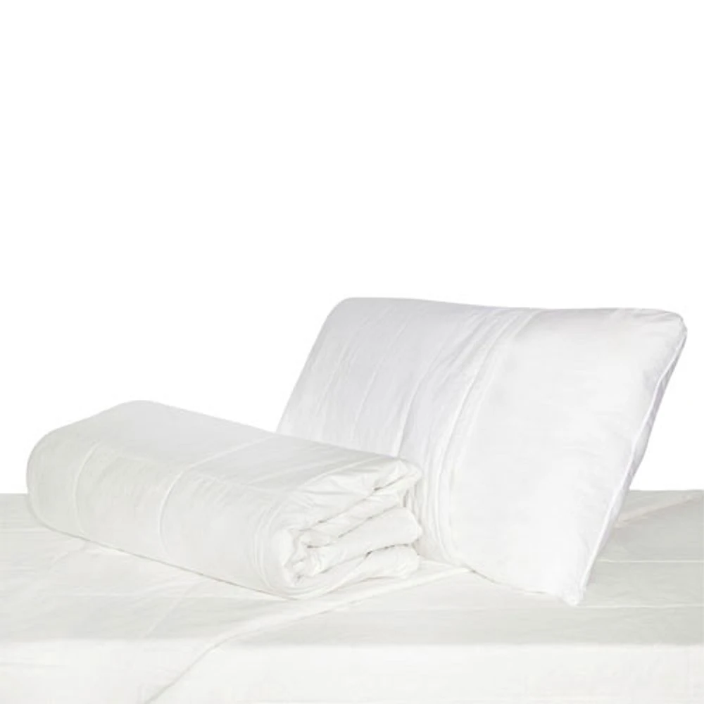 LuxeportPURE 233 Thread Count Silk 4 Seasons Duvet with Mattress & Pillow Protector - Queen - White