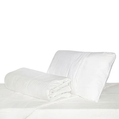 LuxeportPURE 233 Thread Count Silk 4 Seasons Duvet with Mattress & Pillow Protector - Queen - White