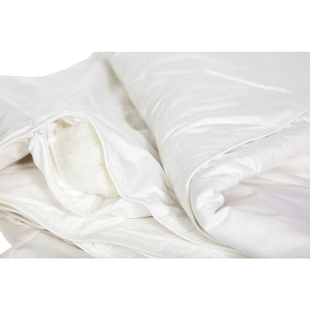 LuxeportPURE 233 Thread Count Silk 4 Seasons Duvet with Mattress & Pillow Protector - Queen - White