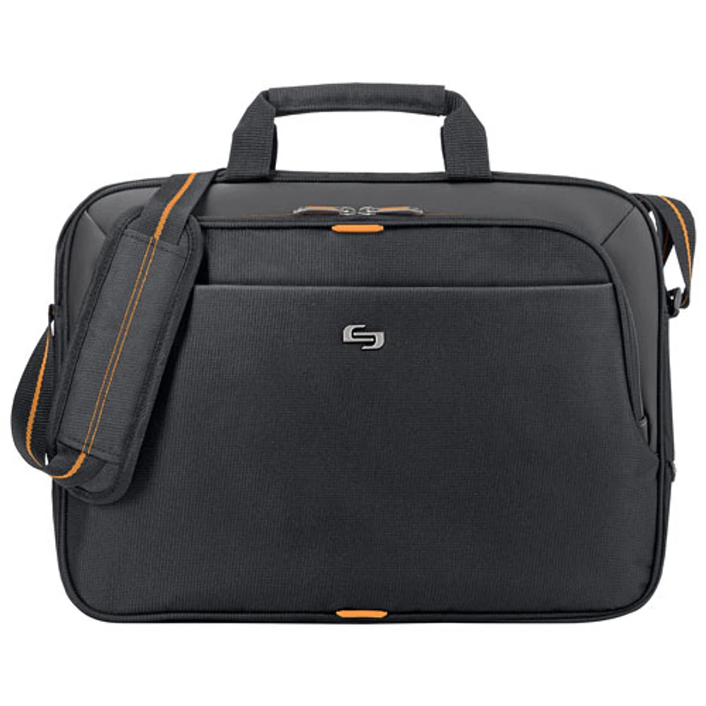 Solo 15.6" Laptop Slim Briefcase - Black/Orange