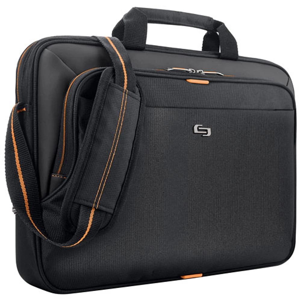 Solo 15.6" Laptop Slim Briefcase - Black/Orange