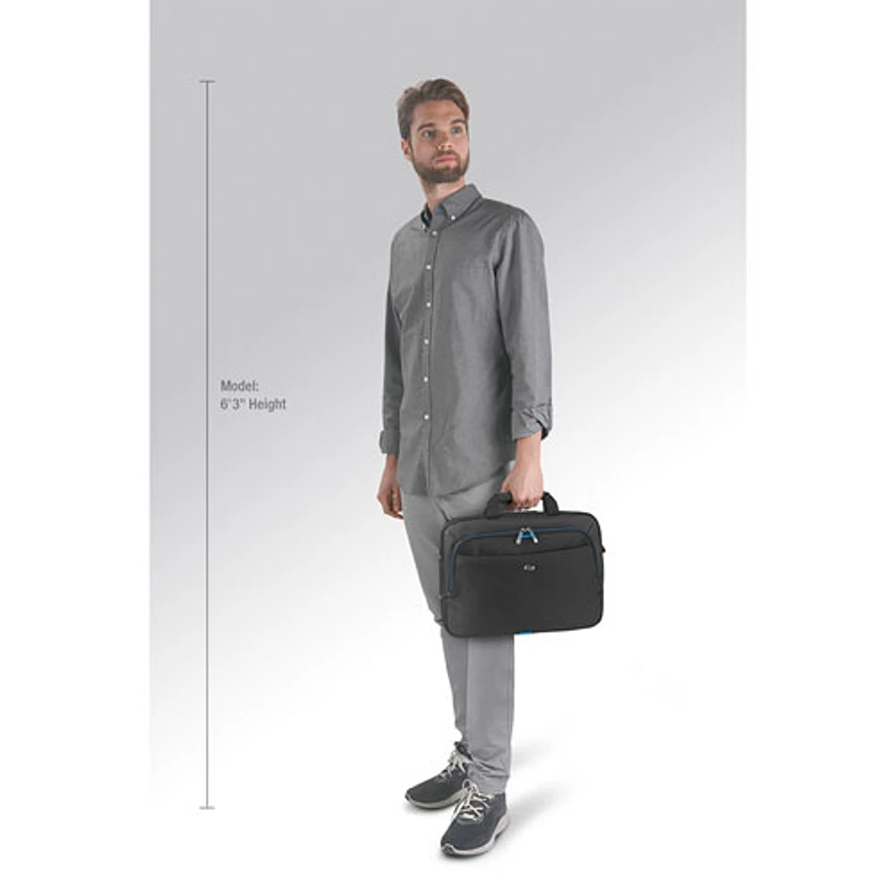 Solo 15.6" Laptop Slim Briefcase - Black/Orange