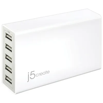J5CREATE 5-Port USB Super Charger (JUP50) - White
