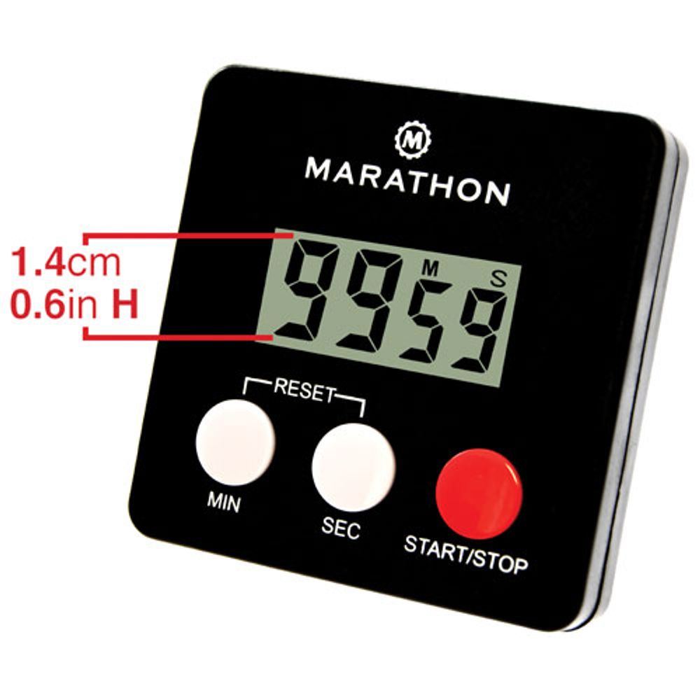 Marathon 100-Minute Digital Timer with Magnetic Clip-On - Black