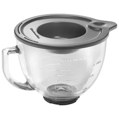 KitchenAid 5Qt Glass Bowl & Lid Stand Mixer Attachment - White