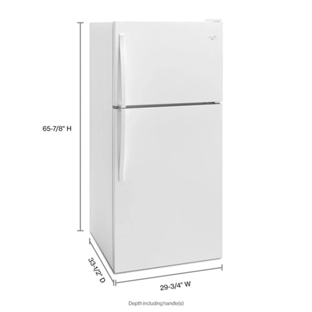 Réfrigérateur à congélateur supérieur de 30 po et 18,2 pi³ de Whirlpool (WRT318FZDW) - Blanc