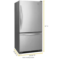 Whirlpool 30" 18.7 Cu. Ft. Bottom Freezer Refrigerator with LED Lighting