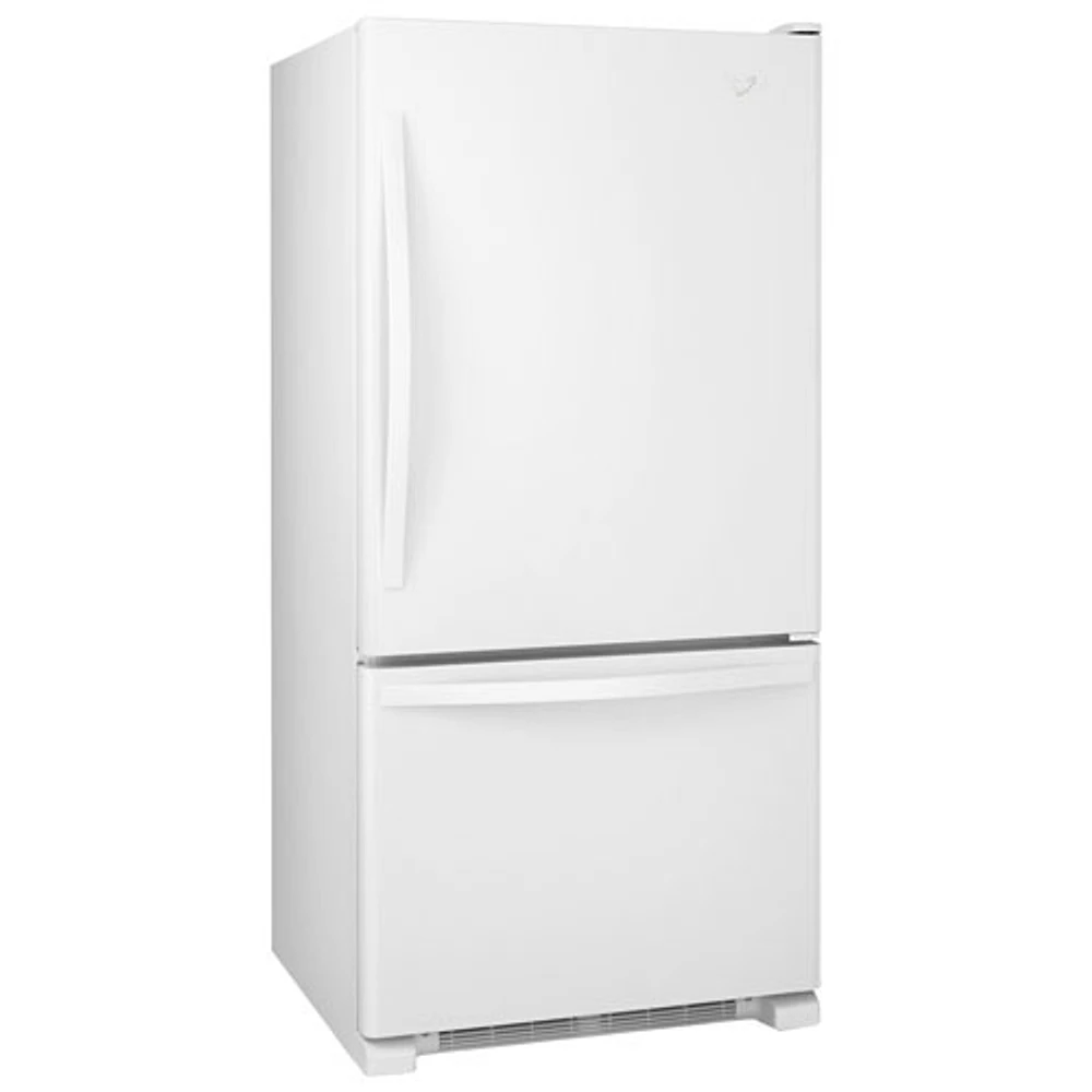 Whirlpool 33" 21.9 Cu. Ft. Bottom Freezer Refrigerator with LED Lighting (WRB322DMBW) - White-on-White