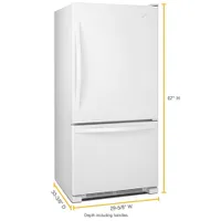 Whirlpool 30" 18.7 Cu. Ft. Bottom Freezer Refrigerator with LED Lighting - White-on-White