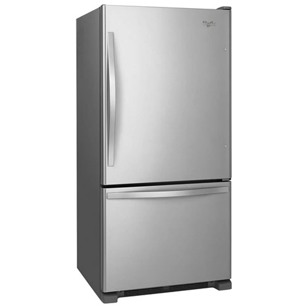 Whirlpool 33" 21.9 Cu. Ft. Bottom Freezer Refrigerator with LED Lighting - Stainless Steel