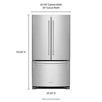 KitchenAid 36" 25.2 Cu. Ft. French Door Refrigerator (KRFF305ESS) - Stainless Steel