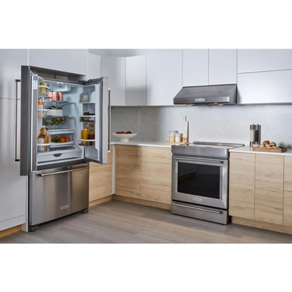 KitchenAid 36" 20 Cu. Ft. Counter-Depth French Door Refrigerator w/ Internal Ice & Water - Stainless