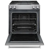 KitchenAid 30" 6.4 Cu. Ft. True Convection Slide-In Dual Fuel Downdraft Range (KSDG950ESS) - Stainless