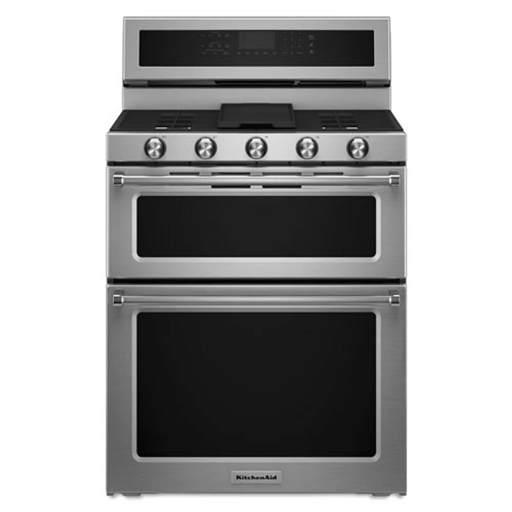 Cuisinière biénergie 30 po 6,7 pi3 5 brûleurs four autonettoyant à convection de KitchenAid - Inox