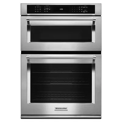 KitchenAid 30" 5.0 Cu. Ft./1.4 Cu. Ft. Self-Clean Convection Electric Combination Wall Oven - Stainless Steel