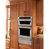 KitchenAid 30" 5.0 Cu. Ft./1.4 Cu. Ft. Self-Clean Convection Electric Combination Wall Oven - Stainless Steel