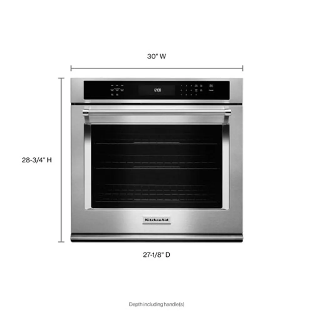 KitchenAid 30" 5 Cu. Ft. Self-Clean True Convection Electric Wall Oven - Stainless Steel