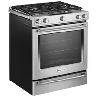 KitchenAid 30" 6.5 Cu. Ft. True Convection 5-Burner Slide-In Gas Range (KSGB900ESS) - Stainless Steel