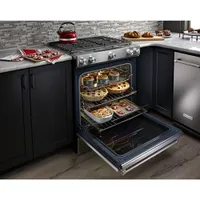 KitchenAid 30" 6.5 Cu. Ft. True Convection 5-Burner Slide-In Gas Range (KSGB900ESS) - Stainless Steel