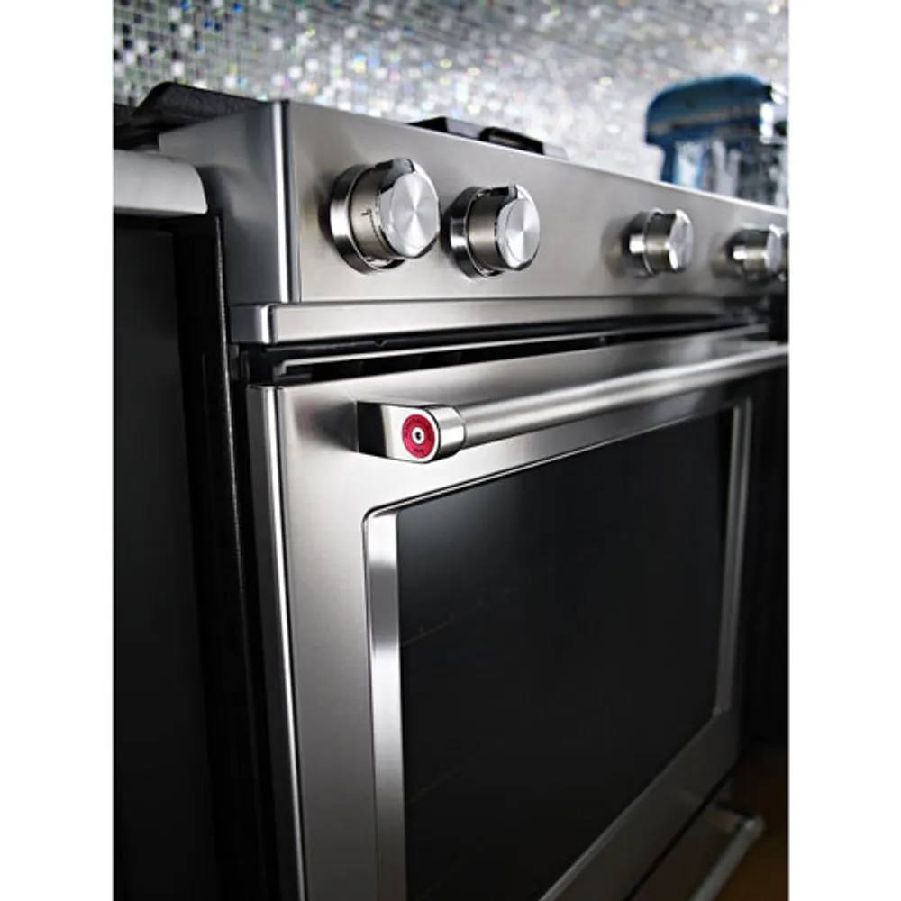 KitchenAid 30" 6.5 Cu. Ft. True Convection 5-Burner Slide-In Gas Range (KSGB900ESS) - Stainless Steel