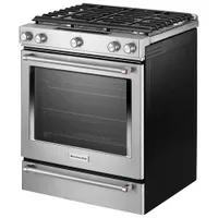 KitchenAid 30" 6.5 Cu. Ft. True Convection 5-Burner Slide-In Gas Range (KSGB900ESS) - Stainless Steel