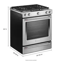 KitchenAid 30" 6.5 Cu. Ft. True Convection 5-Burner Slide-In Gas Range (KSGB900ESS) - Stainless Steel