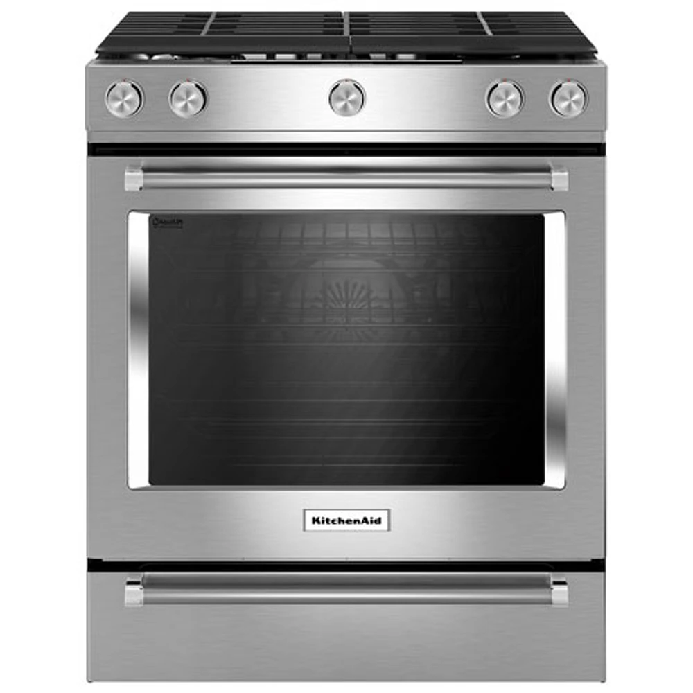 KitchenAid 30" 5.8 Cu. Ft. True Convection 5-Burner Slide-In Gas Range (KSGG700ESS) - Stainless Steel