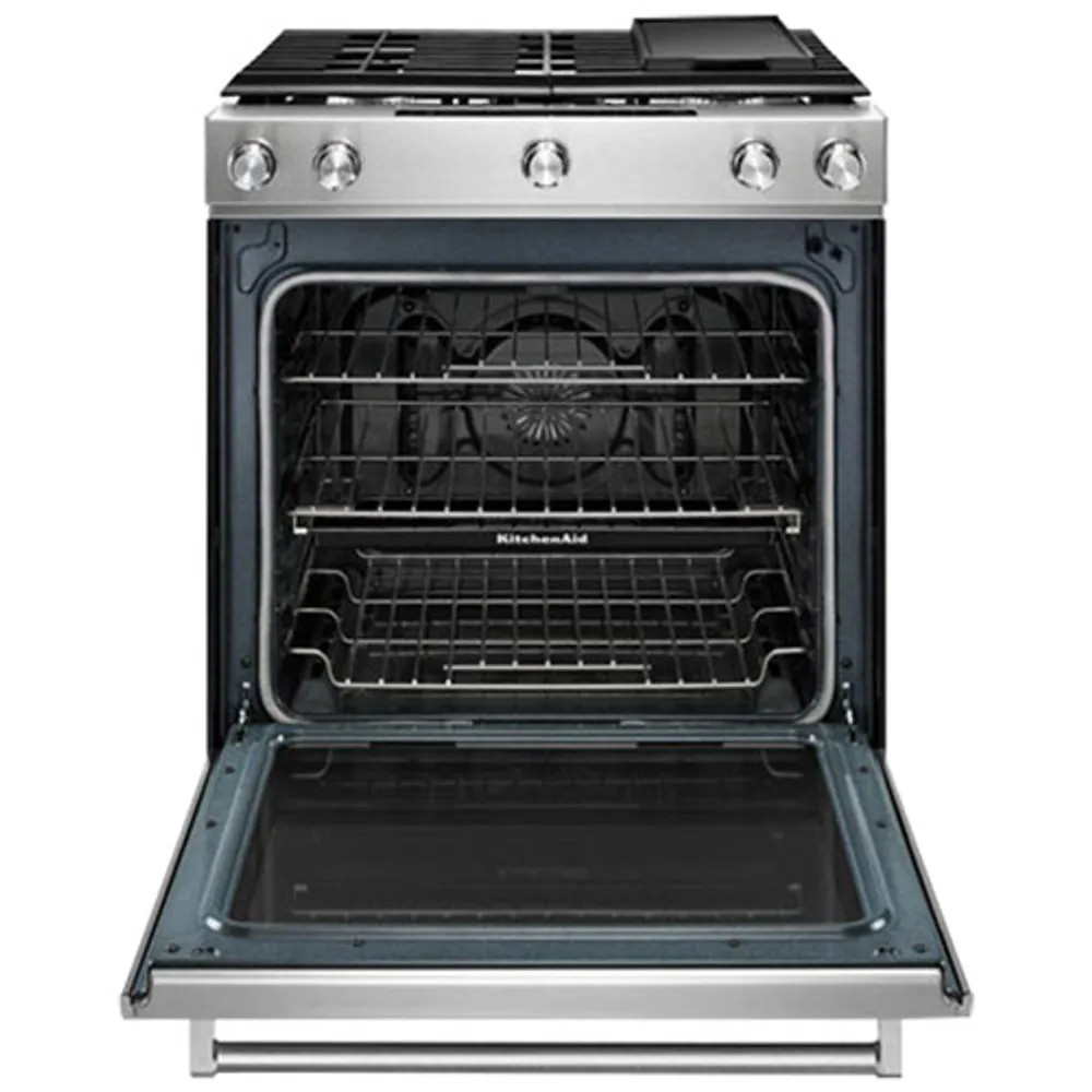 KitchenAid 30" 5.8 Cu. Ft. True Convection 5-Burner Slide-In Gas Range (KSGG700ESS) - Stainless Steel