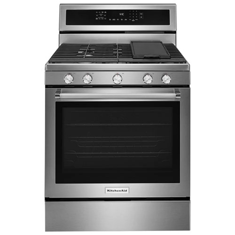 KitchenAid 30" 5.8 Cu. Ft. True Convection 5-Burner Freestanding Gas Range (KFGG500ESS) - Stainless