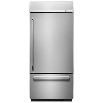 KitchenAid 36" 20.9 Cu. Ft. Bottom Mount Refrigerator with LED Lighting (KBBR306ESS) - Stainless Steel
