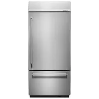 KitchenAid 36" 20.9 Cu. Ft. Bottom Mount Refrigerator with LED Lighting (KBBR306ESS) - Stainless Steel